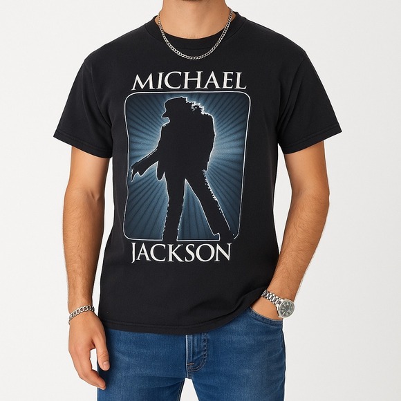 Michael Jackson Graphic T-Shirt Bravado Black Graphic Tee Medium Vintage Retro - Picture 1 of 6